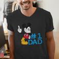 Disney Mickey Mouse Father's Day 1 Dad Men's V-Neck T-Shirt