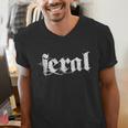 Distressed Sarcastic Wild Women Introvert People Men Feral Men's V-Neck T-Shirt