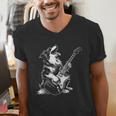 Dog Guitarist Guitar Australian Shepherd Dad Mom Men's V-Neck T-Shirt