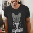 The Dogfather French Bulldog Dad Frenchie Papa T-Shirt Small Men's V-Neck T-Shirt