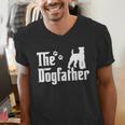 The Dogfather Tee Fathers Day Dad Dog Lover Schnauzer For Men Women Girls Kids Men's V-Neck T-Shirt
