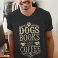 Dogs Books And Coffee Men's V-Neck T-Shirt Dogs Books And Coffee Men's V-Neck T-Shirt