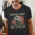 Doodle Dad Goldendoodle Regular Dad But Cooler American Flag Men's V-Neck T-Shirt