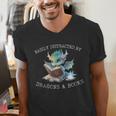 Easily Distracted By Dragons And Books Introvert Shirt Men's V-Neck T-Shirt Easily Distracted By Dragons And Books Introvert Shirt Men's V-Neck T-Shirt