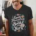 Easily Distracted By Yarn And Books Men's V-Neck T-Shirt Easily Distracted By Yarn And Books Men's V-Neck T-Shirt