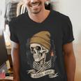Elder Emo Skeleton Beanie Nostalgia Scene Aesthetic Men's V-Neck T-Shirt