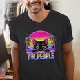 Ew Cat Misanthrope Introvert Synthwave 80s Men's V-Neck T-Shirt