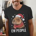 Ew People Capybara Christmas Introvert Holiday Humor Men's V-Neck T-Shirt Ew People Capybara Christmas Introvert Holiday Humor Men's V-Neck T-Shirt