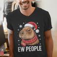Ew People Capybara Christmas Introvert Holiday Humor Men's V-Neck T-Shirt