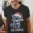 Ew People Cat Christmas Introvert Holiday Humor Men's V-Neck T-Shirt