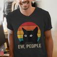 Ew People Introvert Cat Lover Cat Lady Vintage Men's V-Neck T-Shirt