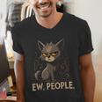 Ew People Moody Cat Sarcastic Introvert Artwork Men's V-Neck T-Shirt Ew People Moody Cat Sarcastic Introvert Artwork Men's V-Neck T-Shirt
