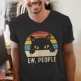 Ew People Retro Cat Vintage Anti-Social Introvert Men's V-Neck T-Shirt