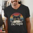 Ew People Retro Cat Vintage Anti Social Introvert Men's V-Neck T-Shirt