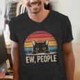 Ew People Retro Vintage Anti Social Cat Introvert Men's V-Neck T-Shirt Ew People Retro Vintage Anti Social Cat Introvert Men's V-Neck T-Shirt