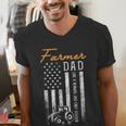 Farmer Dad Like A Normal Dad Only Cooler USA Flag Farming Men's V-Neck T-Shirt