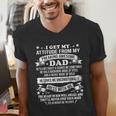 Fathers Day I Get My Attitude From My Freaking Awesome Dad Small Men's V-Neck T-Shirt
