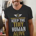 Father's Day By Tee Company New Dad First Time Father Keep Tiny Human Alive Adult Classic Fit Short Sleeve Men's V-Neck T-Shirt