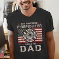 My Favorite Firefighter Calls Me Dad Fireman Father Saying Men's V-Neck T-Shirt