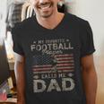 My Favorite Football Player Calls Me Dad Father's Day Men's V-Neck T-Shirt