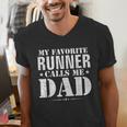 My Favorite Runner Calls Me Dad Father's Day Men's V-Neck T-Shirt