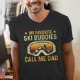 My Favorite Ski Buddies Call Me Dad Skier Skiing Lover Men's V-Neck T-Shirt