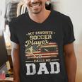 My Favorite Soccer Player Calls Me Dad US Flag Fathers Day Men's V-Neck T-Shirt