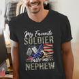 My Favorite Soldier Calls Me Nephew Army Graduation Nephew Men's V-Neck T-Shirt