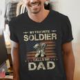My Favorite Solider Calls Me Dad Proud Army Dad Men's V-Neck T-Shirt
