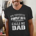 My Favorite Swimmer Calls Me Dad Vintage Swim Pool Men's V-Neck T-Shirt