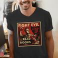 Fight Evil Read Books Propaganda Poster Men's V-Neck T-Shirt
