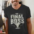The Final Boss Vintage Rock Bull Fun Tee For Strong Dads Men's V-Neck T-Shirt The Final Boss Vintage Rock Bull Fun Tee For Strong Dads Men's V-Neck T-Shirt