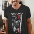 Fire Chief American Flag Gifts For Fire Chief Dad Grandpa Men's V-Neck T-Shirt