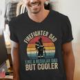 Firefighter Dad Like Regular Dad But Cooler Father's Day Men's V-Neck T-Shirt