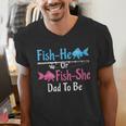 Fish-He Or Fish-She Dad To Be Gender Reveal Baby Shower Men's V-Neck T-Shirt