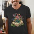 Floral Book Bloom Wildflowers Literature Nature Fantasy Men's V-Neck T-Shirt