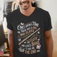 Flute And Books Marching Band Musician Flutist Flute Player Men's V-Neck T-Shirt