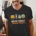 Never Forget Retro Cassette VHS Floppy CD Nostalgia Humor Men's V-Neck T-Shirt Never Forget Retro Cassette VHS Floppy CD Nostalgia Humor Men's V-Neck T-Shirt