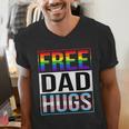 Free Dad Hugs LGBT Gay Pride Month Transgender Rainbow Flag Men's V-Neck T-Shirt