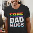 Free Dad Hugs Pride Flag Month LGBTQ Transgender Support Men's V-Neck T-Shirt