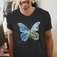 Frutiger Aero Aesthetic Butterfly Computer Fishes Scenery Men's V-Neck T-Shirt