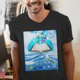 Frutiger Aero Aesthetic Tech Book Butterfly Men's V-Neck T-Shirt