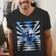 Frutiger Aero Aesthetic Tech Checkered Room Orb Sky Men's V-Neck T-Shirt Frutiger Aero Aesthetic Tech Checkered Room Orb Sky Men's V-Neck T-Shirt