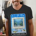 Frutiger Aero Aesthetic Tech Computer Aquarium Tarot Card Men's V-Neck T-Shirt