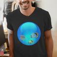Frutiger Aero Aesthetic Tech Orb Fishes Men's V-Neck T-Shirt