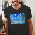 Frutiger Aero Beach Y2k Aesthetic Palm Tree Sand Ocean Men's V-Neck T-Shirt