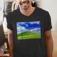 Frutiger Aero Meadow Aesthetic Y2k 2000s Ironic Nostalgic Men's V-Neck T-Shirt