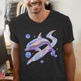 Frutiger Aero Y2K Chrome Dolphin Men's V-Neck T-Shirt