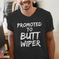 Fun New Dad Joke Baby Shower Gag Promoted To Butt Wiper Men's V-Neck T-Shirt