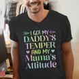 Funny Family Saying Apparel I GOT MY DADDY'S TEMPER And My Mama's Attitude Kids Men's V-Neck T-Shirt Funny Family Saying Apparel I GOT MY DADDY'S TEMPER And My Mama's Attitude Kids Men's V-Neck T-Shirt